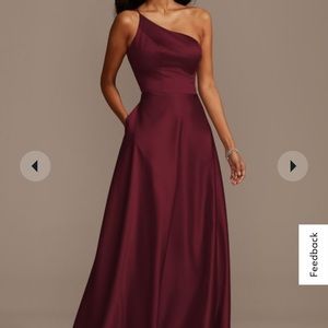 David’s bridal bridesmaid dress one shoulder wine